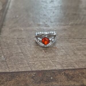 Elegant Silver Ring with Orange Gemstone